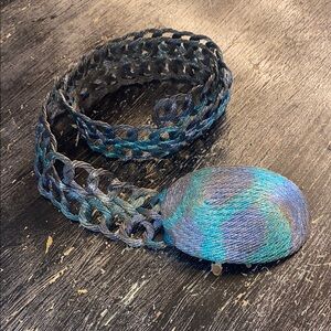 Vintage Braided Metal Blue and Green Woven Belt